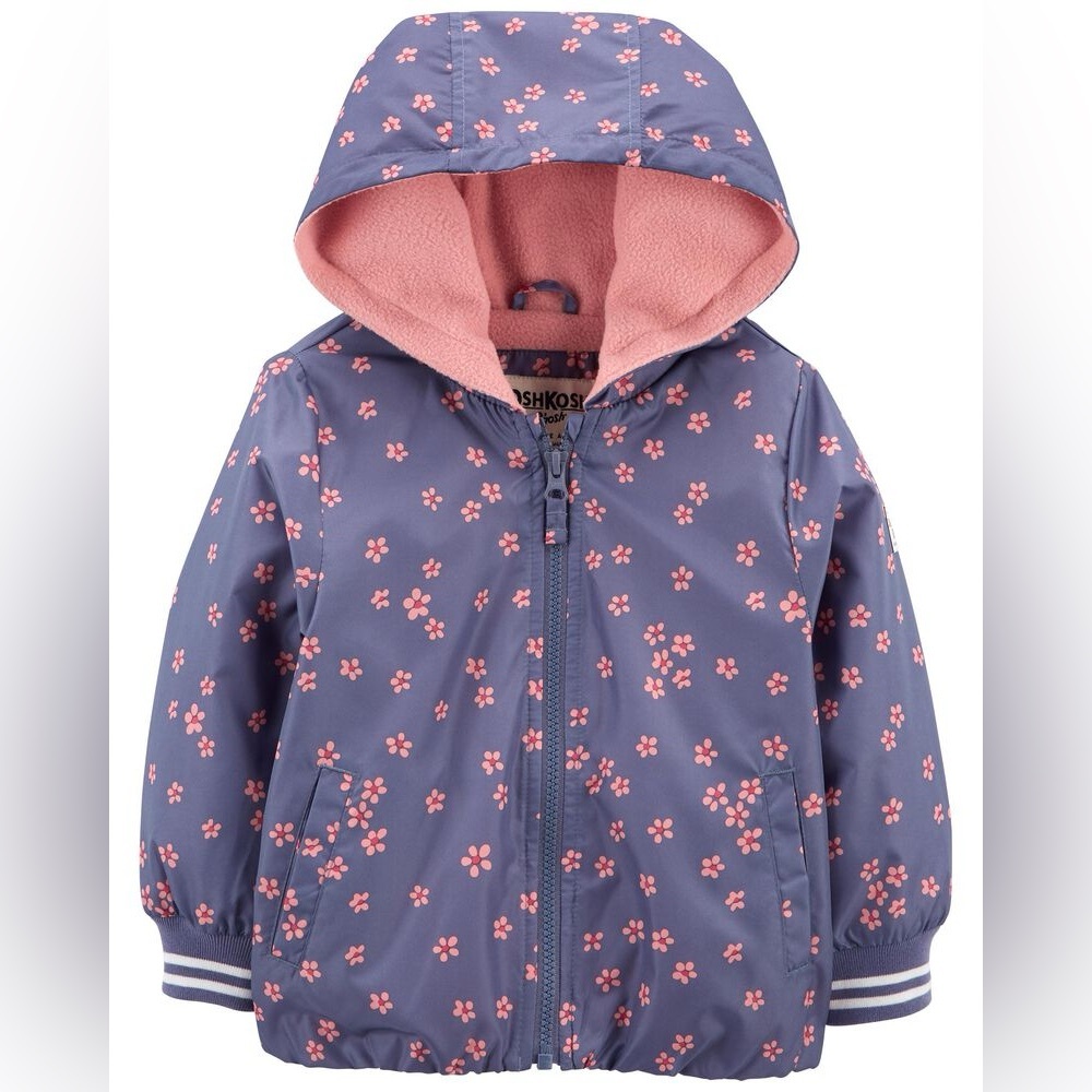 Oshkosh B’Gosh BNWT Floral Fleece Lined Jacket, Purple and Pink. 12Mo, 2T. - Picture 2 of 7